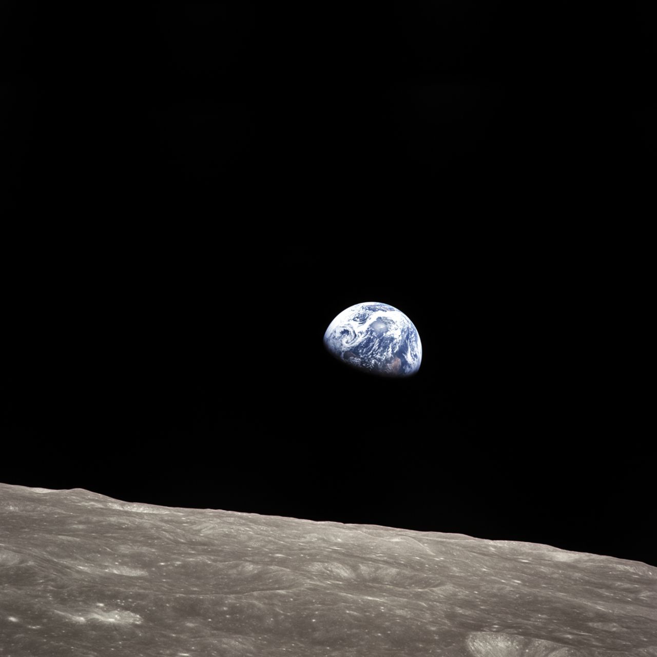 One of the most iconic photographs ever taken, "Earthrise" was captured from lunar orbit by Apollo 8 astronaut William Anders on December 24, 1968. The mission marked the first manned spacecraft to orbit the moon. 