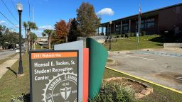One person was killed and four injured in a mass shooting Nov. 27, 2022, at a basketball court outside the Hansel Tookes Student Recreation Center at Florida A&M University.Famu Shooting Sign