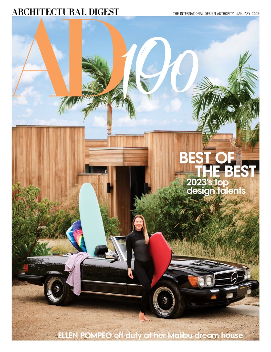 Surf's up! The January 2023 issue of AD offers a tour of Ellen Pompeo's Malibu retreat.