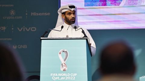 Hassan Al-Thawadi, Secretary General of Qatar's Supreme Committee for Delivery and Legacy, speaks in Doha earlier this year. 