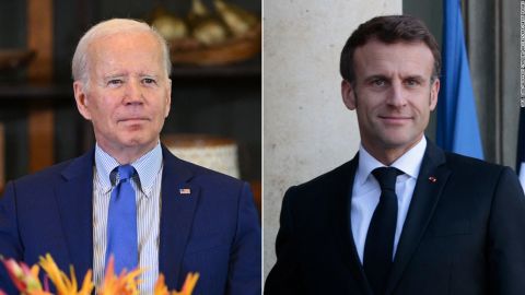 Joe Biden Emmanuel Macron SPLIT