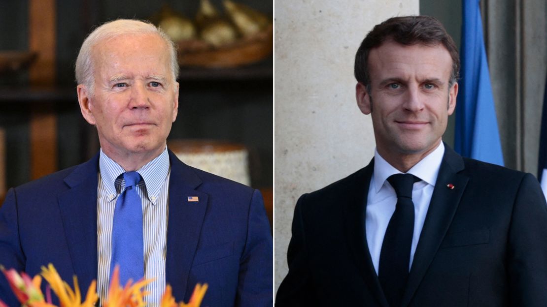 Joe Biden Emmanuel Macron SPLIT