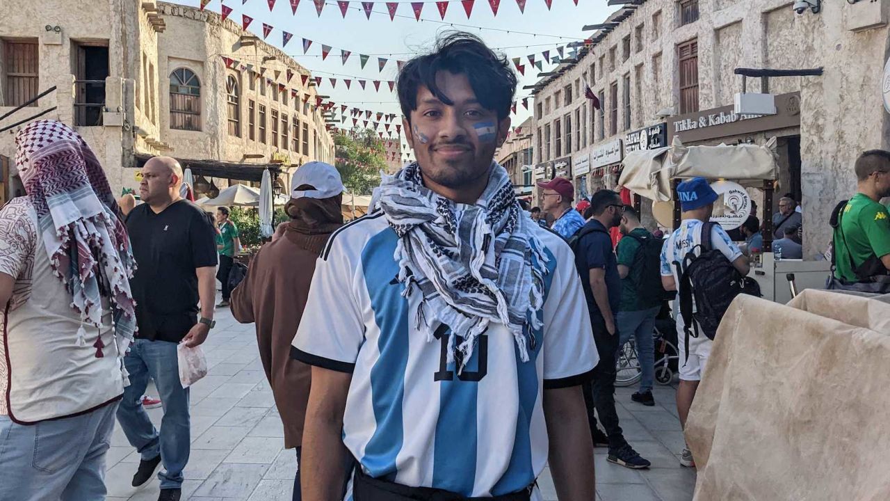 Belal Ahmed, pictured here on November 26, has traveled to Doha, Qatar, to watch Lionel Messi play for the first time.