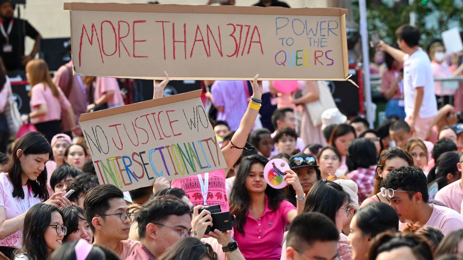 An image of the 2022 "Pink Dot" event, which shows support for Singapore's LGBT community.