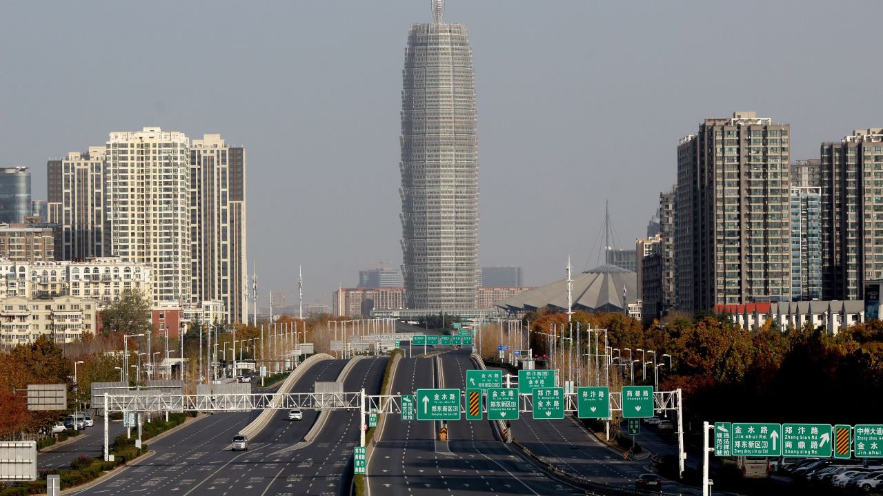 A view of an almost empty road in Zhengzhou in central China's Henan province on Saturday, Nov. 26, 2022, the second day of the five-day lockdown of the provincial capital.