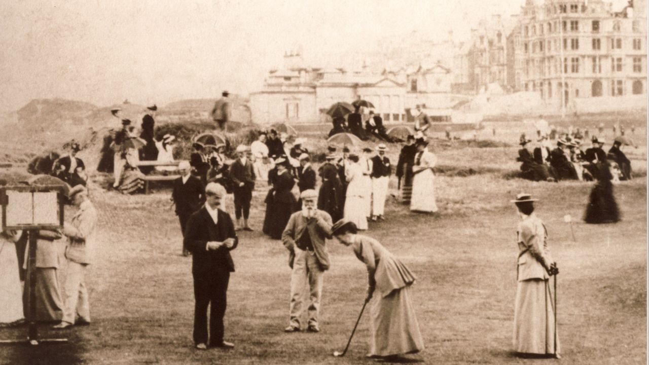 A St. Andrews Ladies Golf Club member playing during the late 19th century.