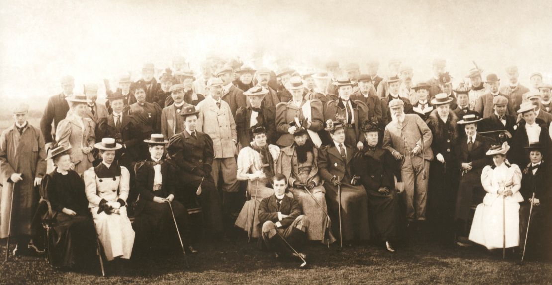 Members of the St. Andrews Ladies Golf Club gather for a picture, taken in the late 19th century.