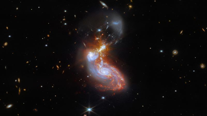 Der Tanz verschmolzener Galaxien, eingefangen im neuen Bild des Webb-Teleskops