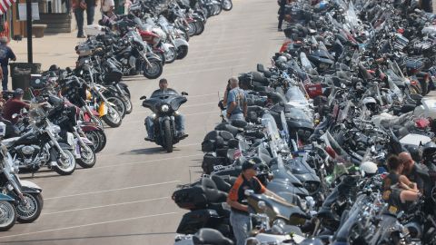 Motorcycle enthusiasts attend the 81st annual Sturgis Motorcycle Rally on August 8, 2021 in Sturgis, South Dakota. (Photo by Scott Olson/Getty Images)