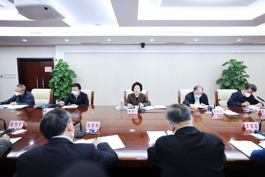Chinese Vice Premier Sun Chunlan made no mention of "zero-Covid" her remarks.
