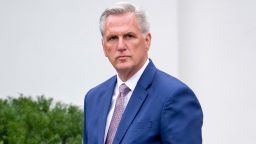 House Minority Leader Kevin McCarthy speaks to members of the media last month outside the West Wing following a meeting between President Joe Biden and congressional leaders at the White House in Washington.