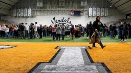 People attending a vigil for the four University of Idaho students who were killed on Nov. 13, 2022, fill the Kibbie Dome before the start of the event, Wednesday, Nov. 30, 2022, in Moscow, Idaho. (AP Photo/Ted S. Warren)