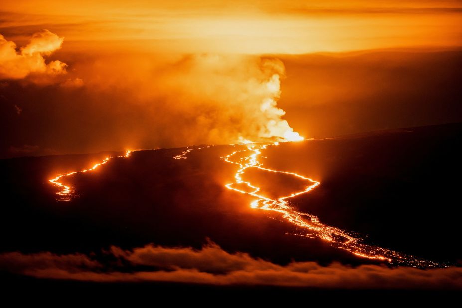 Lava spews from the volcano on November 30.