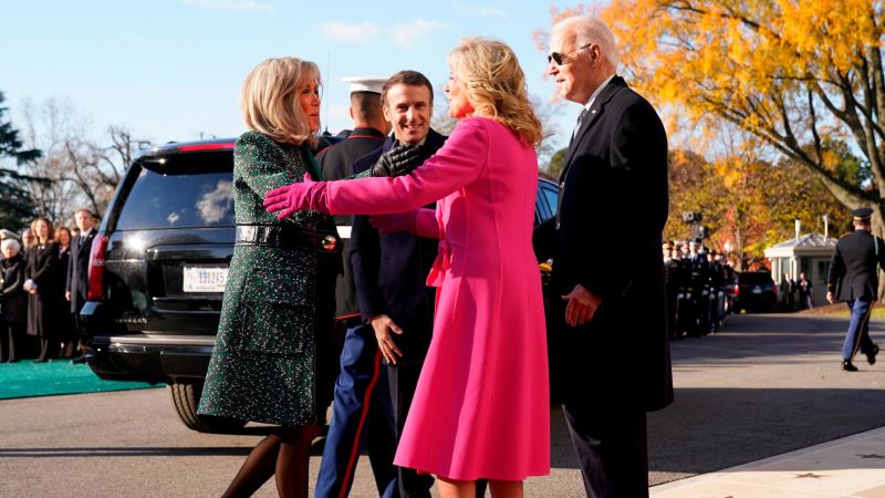 Macron llega a la Casa Blanca en la primera visita de Estado de la administración Biden