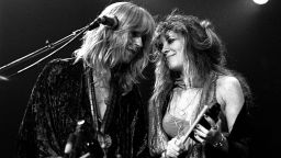 Christine McVie and Stevie Nicks perform at The Omni Coliseum in Atlanta Georgia June 1, 1977.