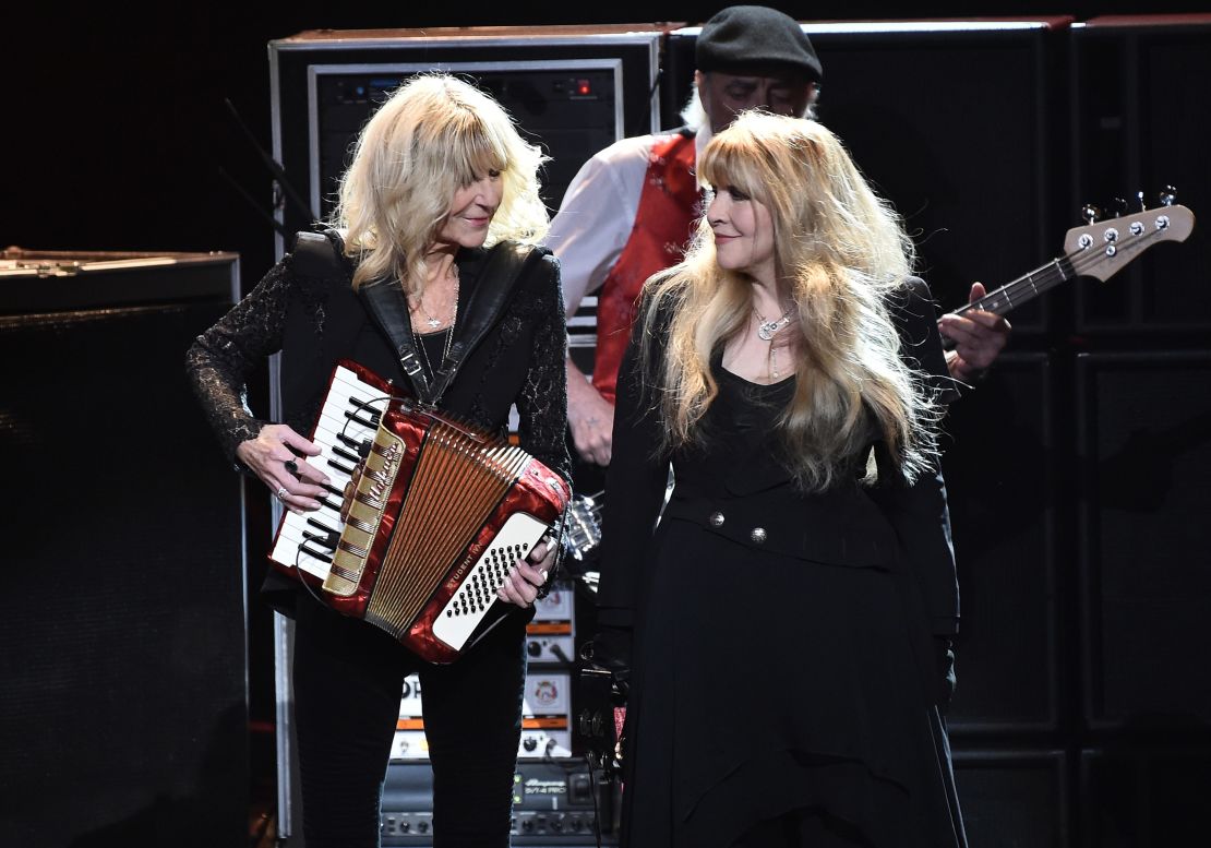 Christine McVie (left) and Stevie Nicks perform together at Radio City Music Hall in 2018.