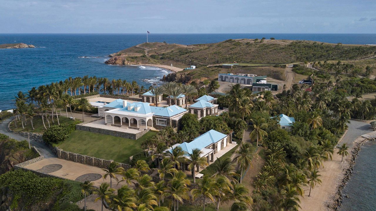 Jeffrey Epstein's former home on the island of Little St. James in the U.S. Virgin Islands on March 23, 2022.