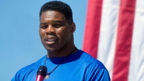Georgia Republican Senate nominee Herschel Walker speaks during a campaign stop at Battle Lumber Company on October 6, 2022, in Wadley, Georgia. 