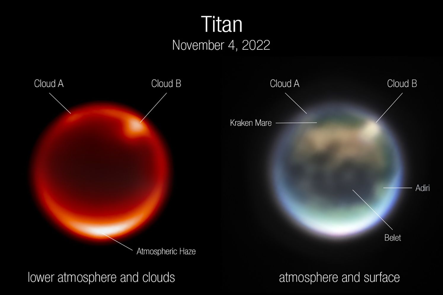 Vệ tinh Webb đã cho chúng ta những hình ảnh đẹp như thần tiên về những mây dưới lớp sương mù của sao Mộc Titan. Hãy cùng chiêm ngưỡng và khám phá những bí ẩn tại vũ trụ rộng lớn này.