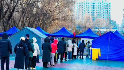 Residents line up for covid tests in Hohhot, Inner Mongolia, China, on December 1.