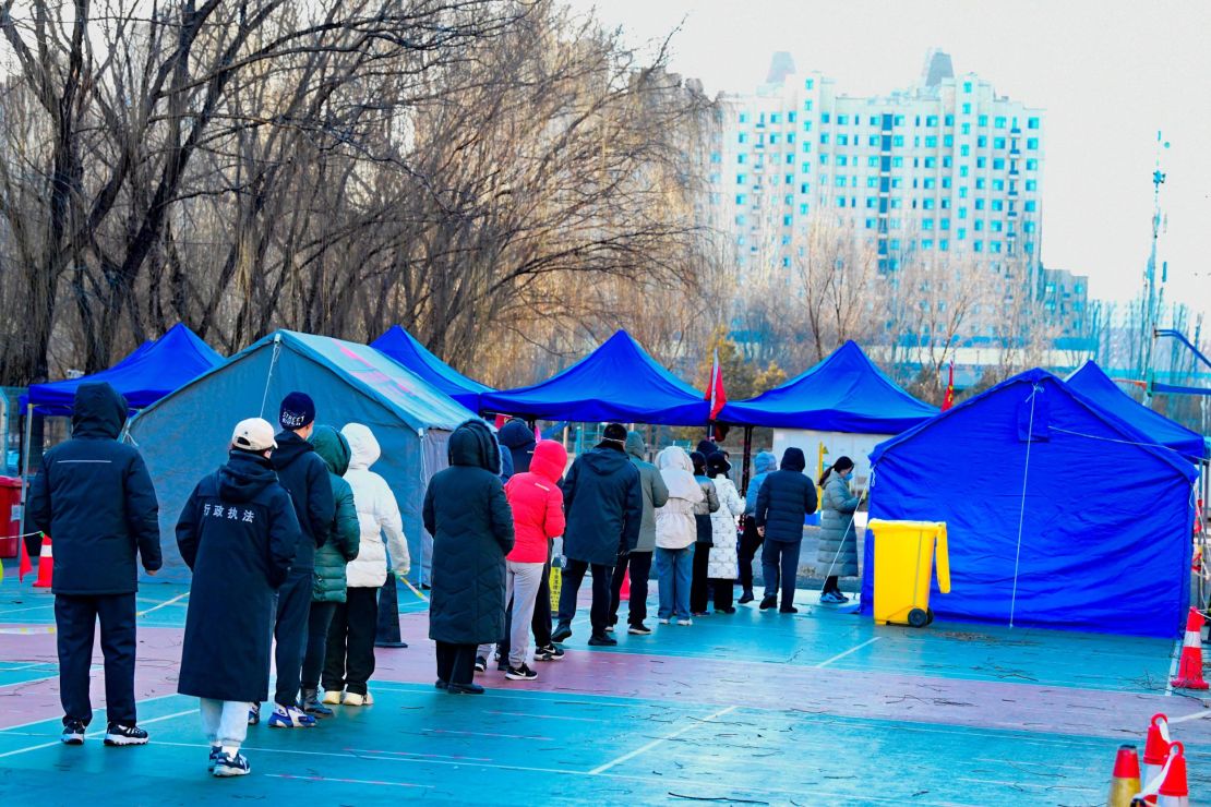 Residents line up for Covid tests in Hohhot, Inner Mongolia, China on December 1.