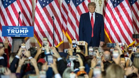 Former President Donald Trump announces his bid for president at Mar-a-Lago in Palm Beach, Florida, on November 15, 2022.