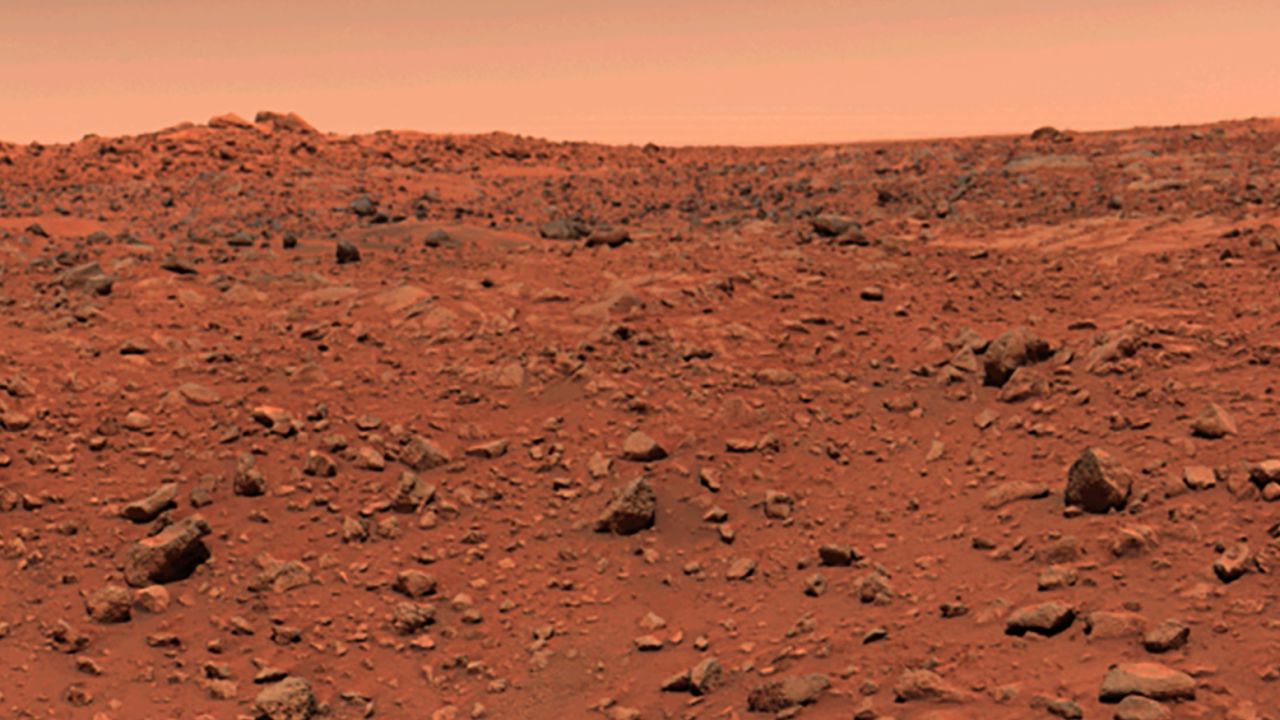 Viking 1 captured a color photo of its Martian landing site on July 21, 1976, the day after touching down, showing a surprisingly rocky view of the surface. 