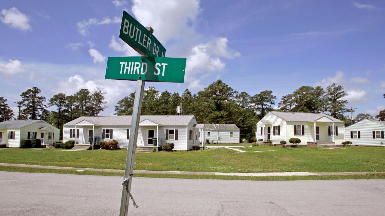 This photo shows some of the older base housing in the Midway Park neighborhood at Camp Lejeune.