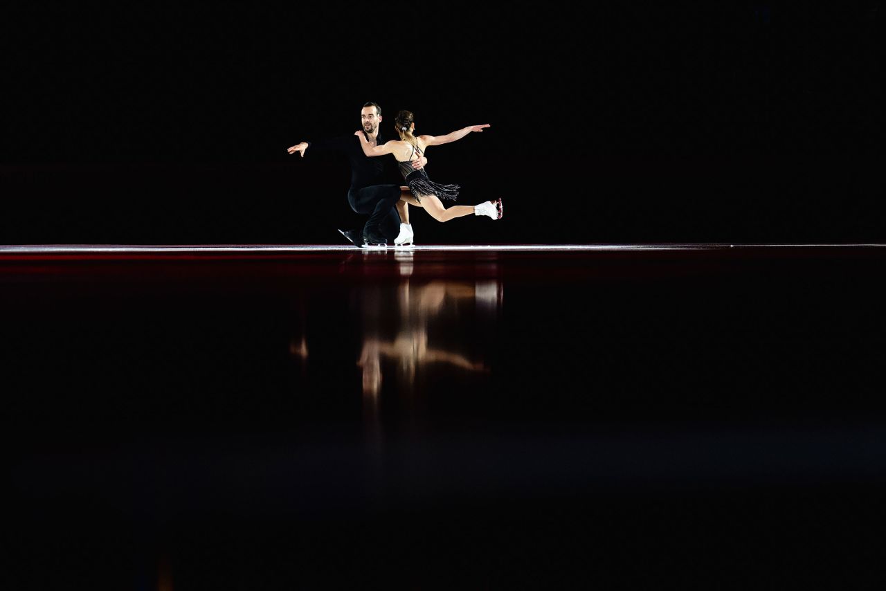 German figure skaters Alisa Efimova and Ruben Blommaert perform at a Grand Prix event in Espoo, Finland, on Sunday, November 27.