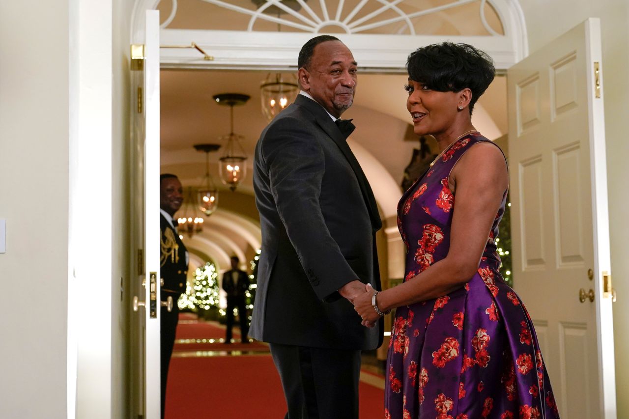 Former Atlanta Mayor Keisha Lance Bottoms, a senior advisor to the president for public engagement, attends with her husband, Derek. 