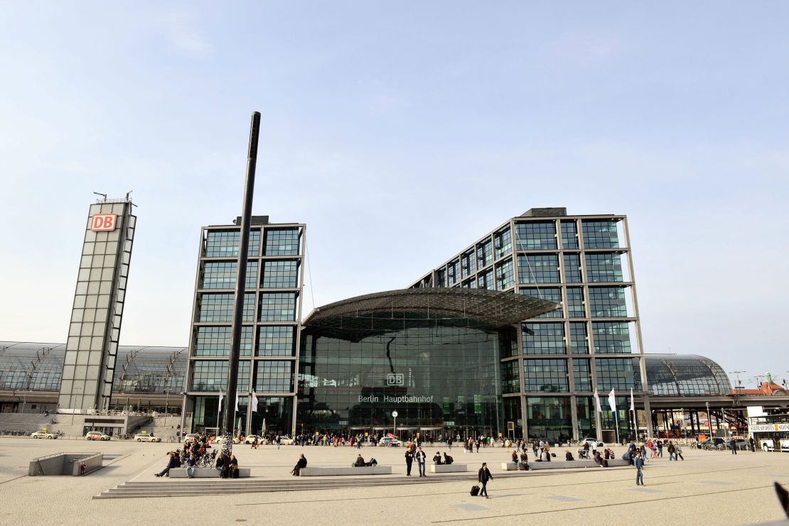 Outer view of the Hauptbahnhof central station in Berlin, Germany.