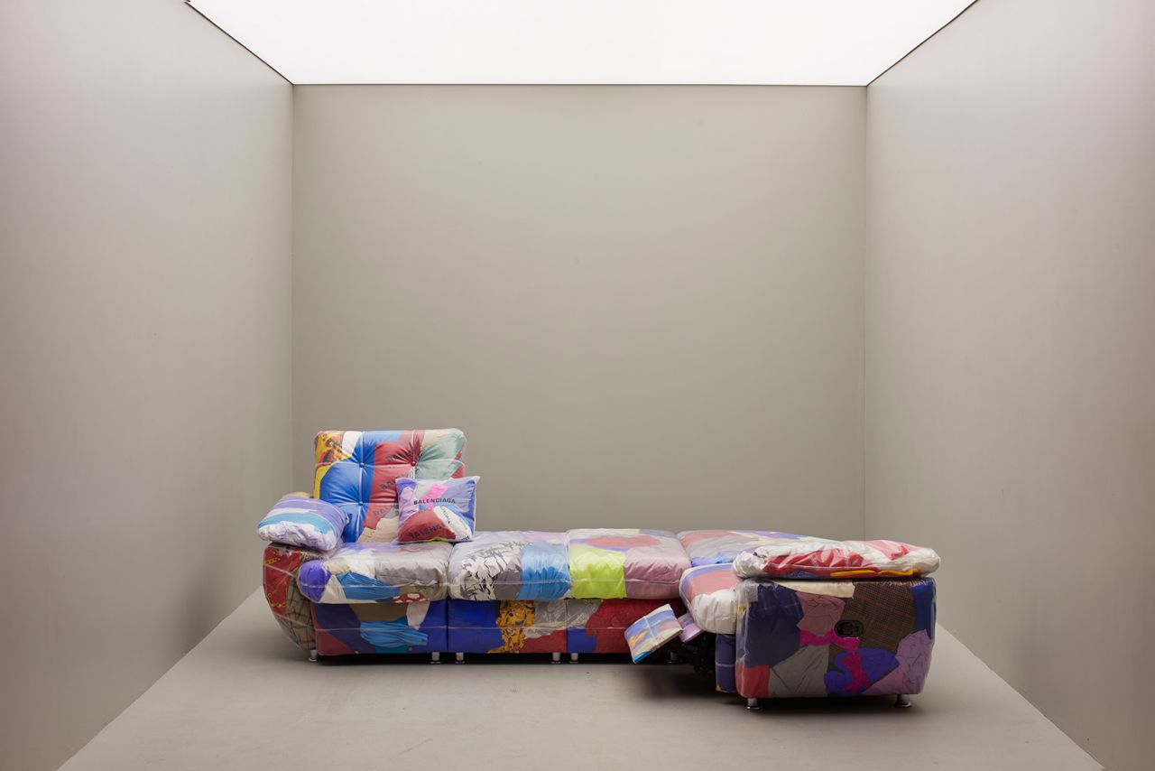 Russian designer Harry Nuriev's sofa made from discarded clothes.