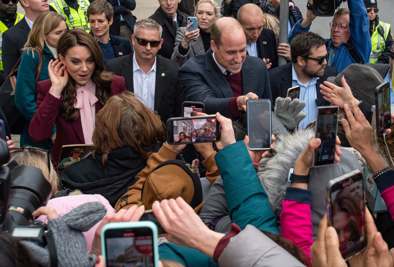 William and Kate greet a crowd in Chelsea, Massachusetts, on Thursday.