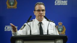 Winnipeg Police Chief Danny Smyth provides an update to an ongoing homicide investigation in Winnipeg, Manitoba, Thursday, Dec. 1, 2022. Police alleged Thursday that Jeremy Skibicki, of Canada, previously charged with murdering an Indigenous woman also killed three other women — two also confirmed to be Indigenous and one believed to be. (John Woods/The Canadian Press via AP)