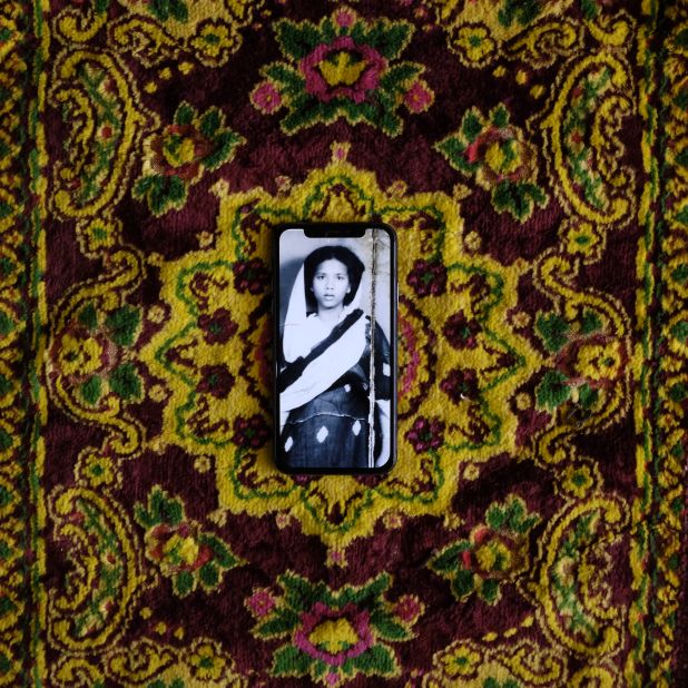 Metche Jaafar submitted this old photo of her mother in her youth, displayed on a cell phone screen, in Sudan.