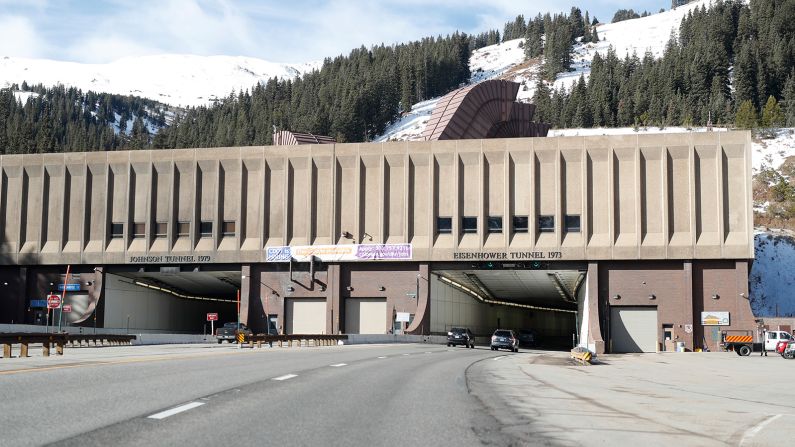 <strong>Eisenhower Tunnel, Colorado:</strong> Built at 11,158 feet above sea level, this tunnel -- and its twin, the Johnson Tunnel, cross the Great Divide in the Rocky Mountains.