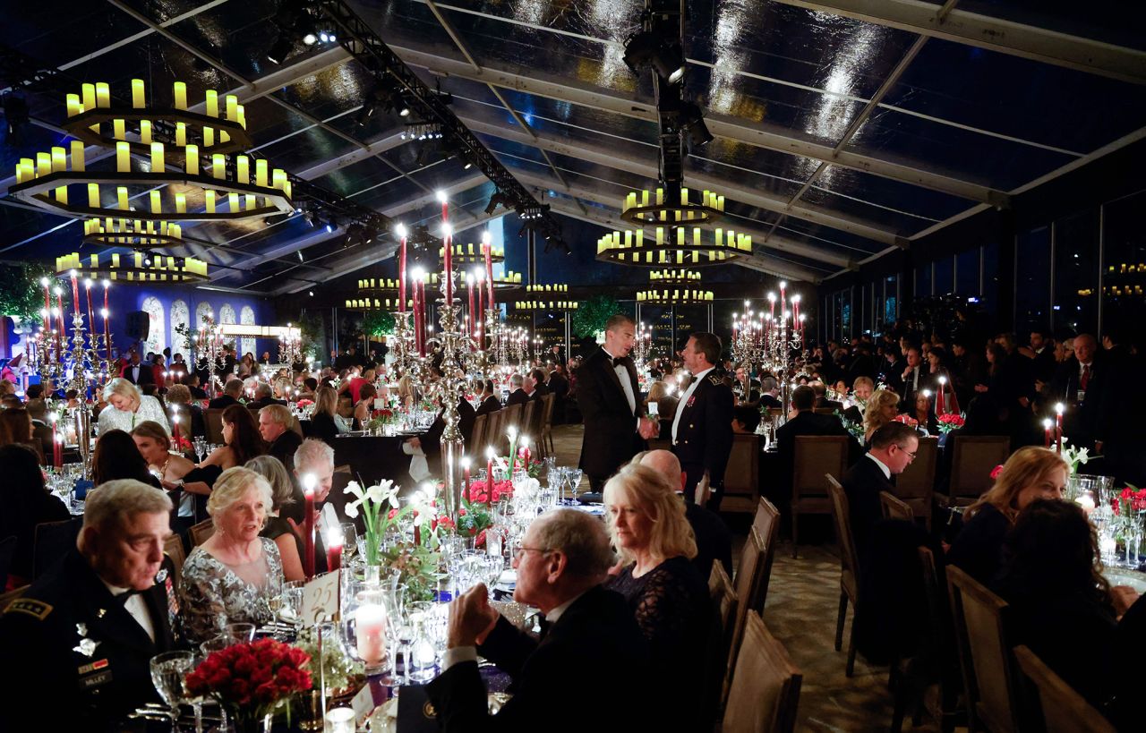 The dinner was held in a tent on the White House grounds.