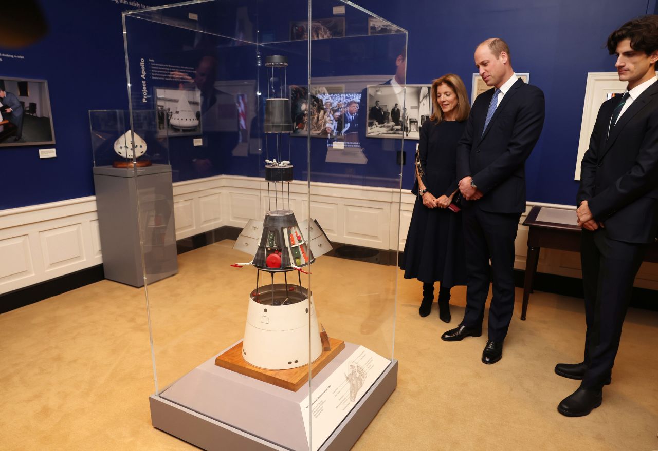 Prince William visits the John F. Kennedy Presidential Library and Museum alongside Kennedy's daughter, Caroline, on Friday. 