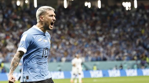 Giorgian de Arrascaeta celebrates after scoring the opening goal.