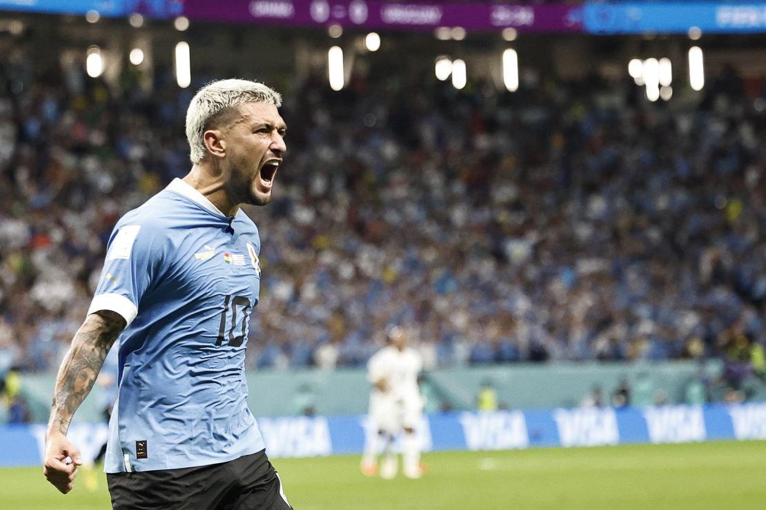 Giorgian de Arrascaeta celebrates after scoring the opening goal.