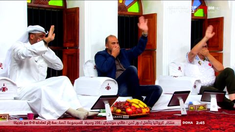 Football pundits on Qatar's Alkas Sports channel appear to mimic German players' protest expressions.