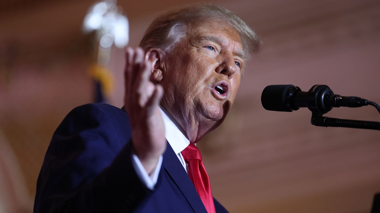 Former President Donald Trump announces his 2024 White House bid at Mar-a-Lago on November 15, 2022, in Palm Beach, Florida. 