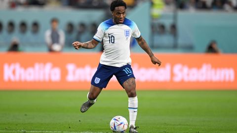 Sterling looks for a pass during England World Cup game against Iran. 