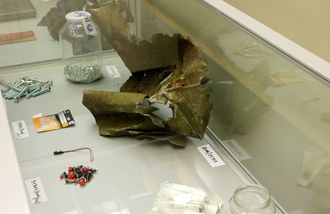 Pieces of evidence are on display at the start of the trial. 
