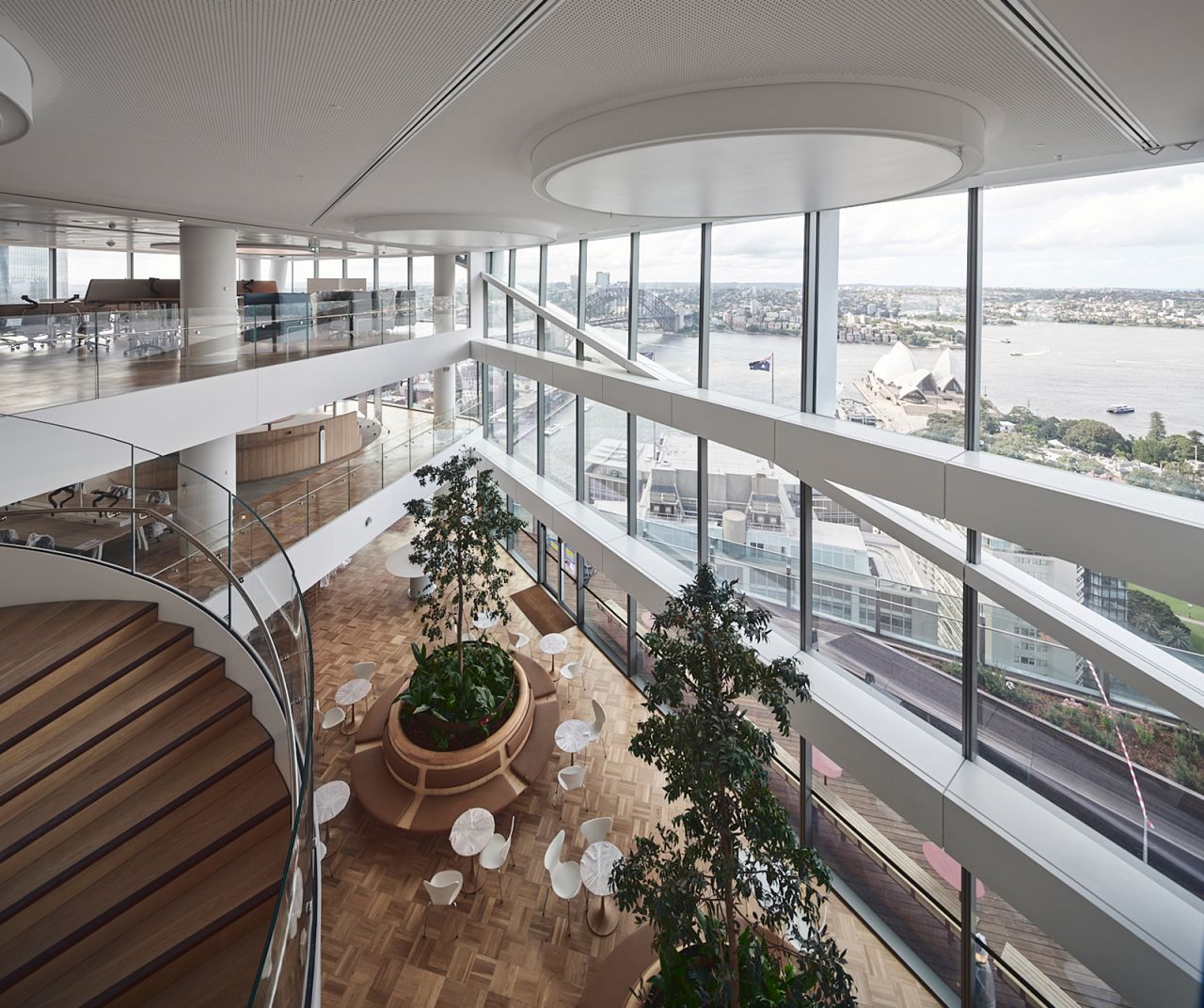 The building enjoys towering views over Sydney Harbour.
