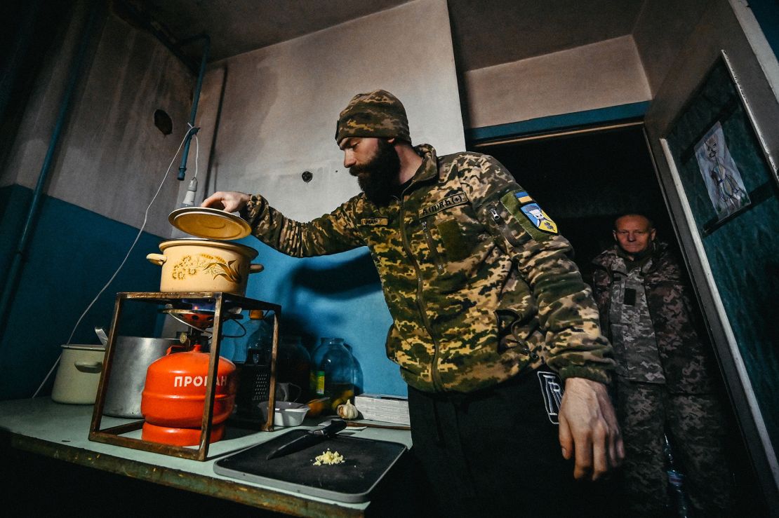 A chef in Dnipro cooks for the Ukrainian military in the Zaporizhzia region on November 24, 2022.