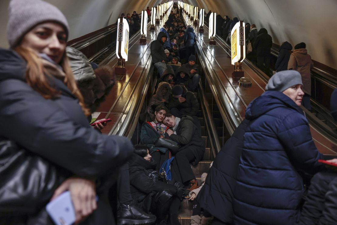 Citizens sheltered in the metro in Kyiv on Monday, as Russia released another missile attack towards Ukraine.