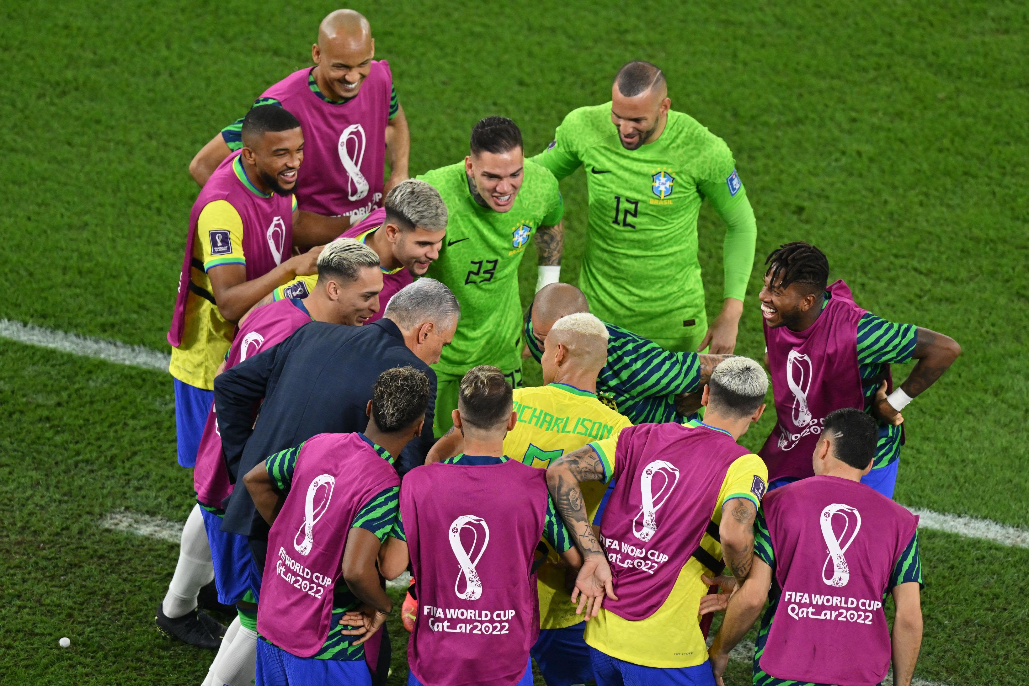 Brazilian soccer team celebrating victories in the world cup