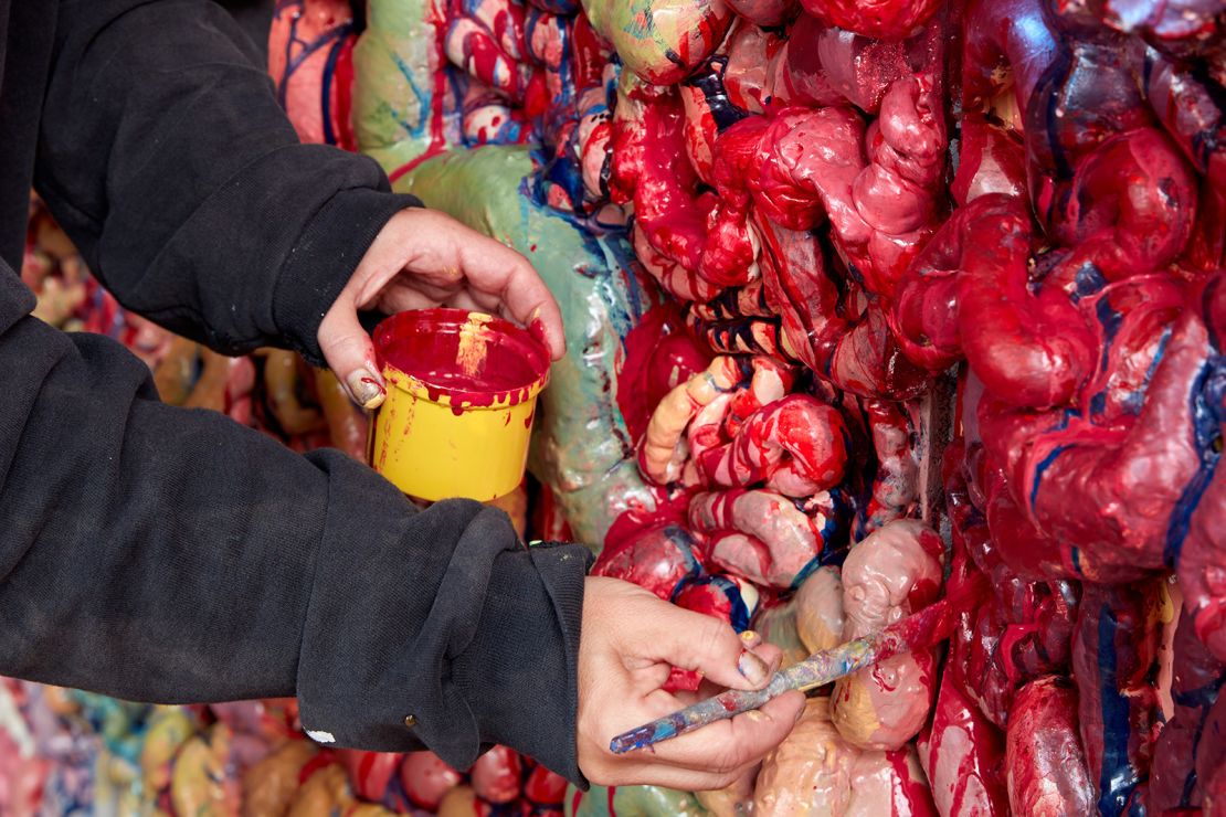 Samara Golden has spent hundreds of hours painting guts this year for three different presentations of her work.