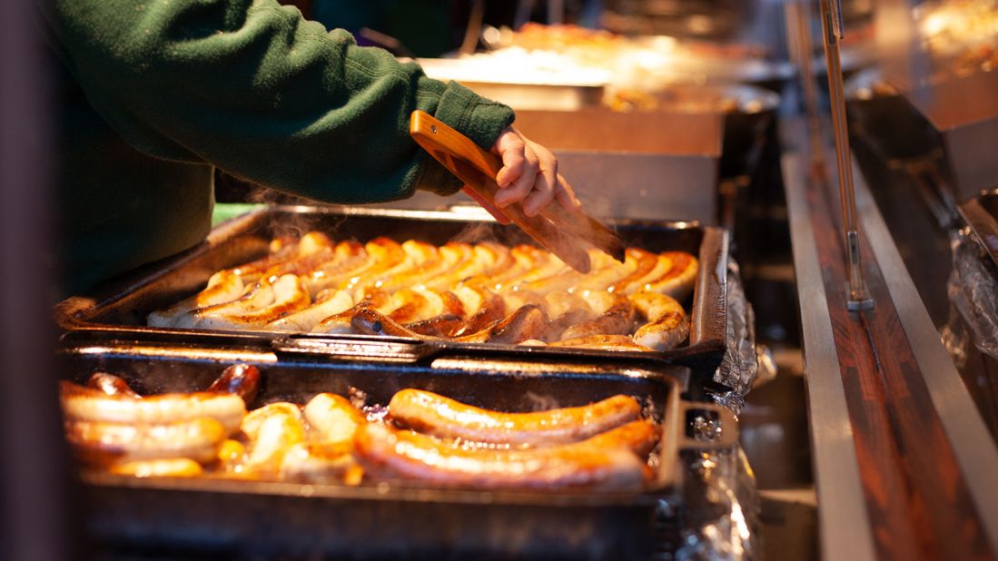 <strong>The wurst of times: </strong>Sausages are an essential part of the Dresden Christmas market experience. These include the delectably smoky Thüringer rostbratwurst sausages, a beloved staple of neighboring state Thuringia.